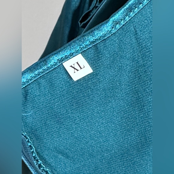 Ruched Draped Satin Dress with Side Slit - Picture 10 of 10